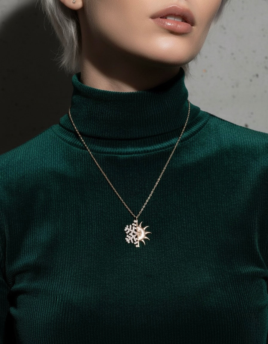 925 Gümüş Kar Tanesi Güneş Kolye