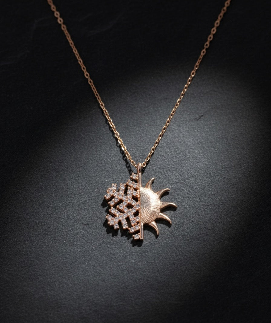 925 Gümüş Kar Tanesi Güneş Kolye